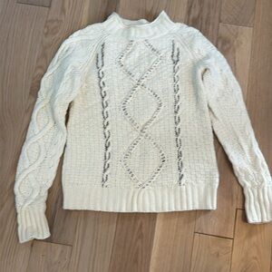 J Crew factory cream sweater with bead detail, S